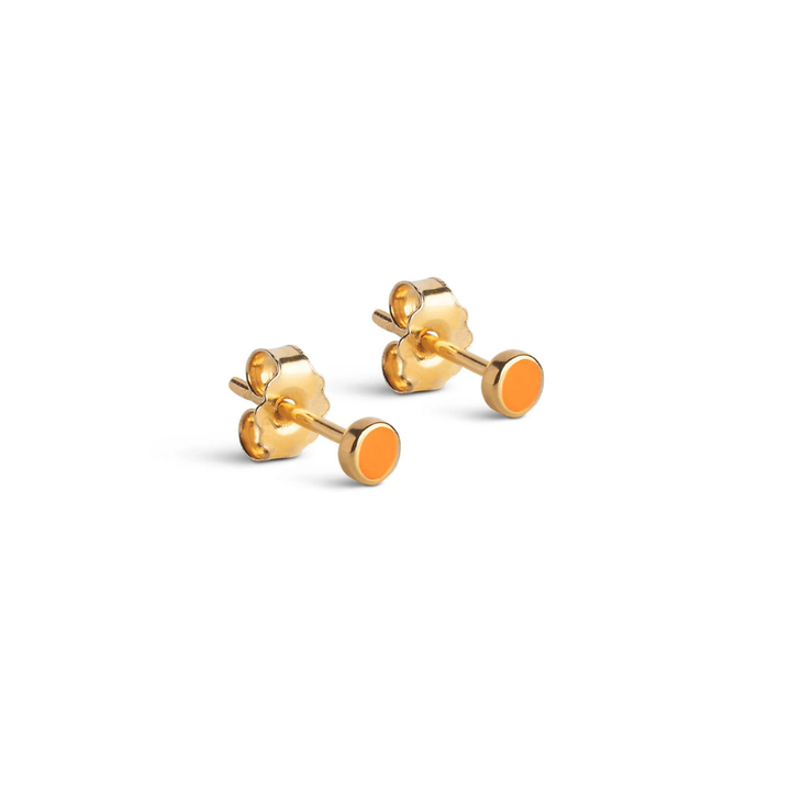 Enamel - Dot Orange Stud i forgyldt sølv - E313G-Orange