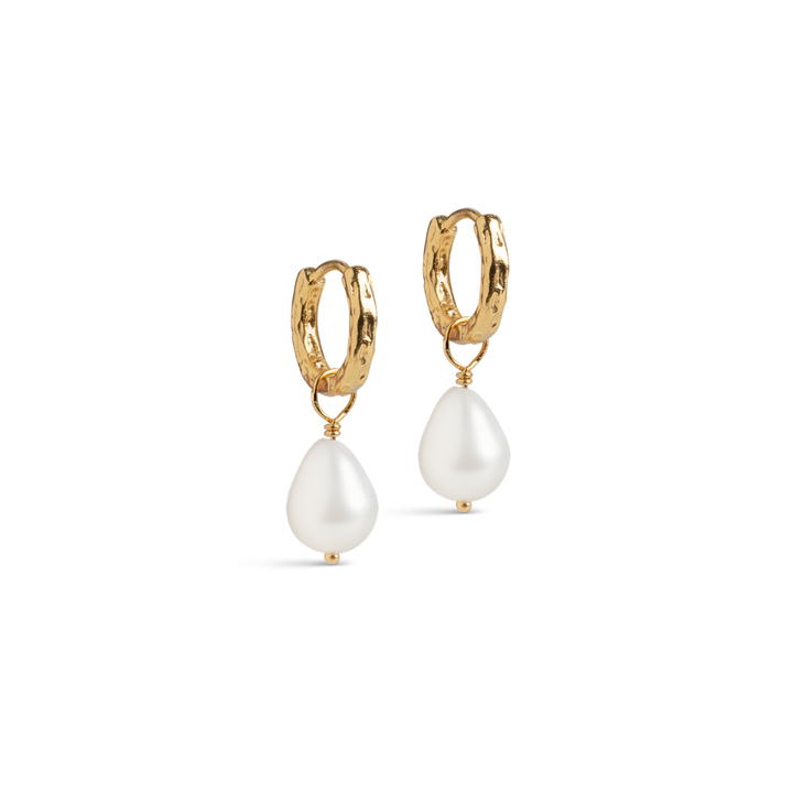 Enamel - Significant Pearl Hoops i forgyldt - E324GM-Pearl
