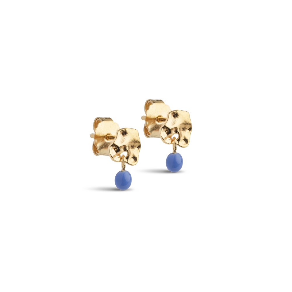 Enamel - Mio Cornflower Stud i forgyldt messing - E334GB-Cornflower