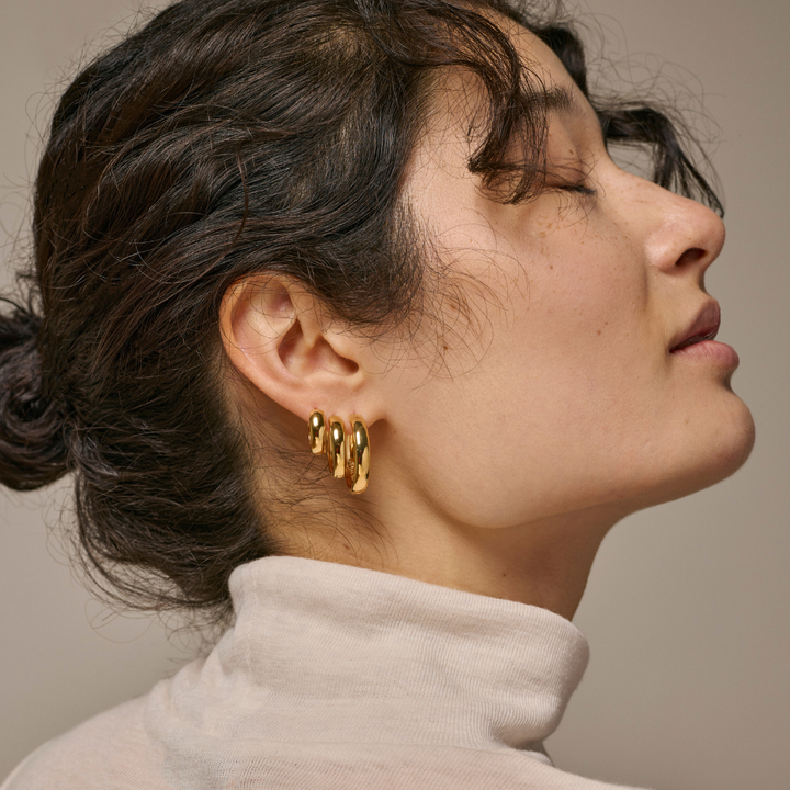 Enamel - Classic Wide Hoops 25 mm i forgyldt - E371G