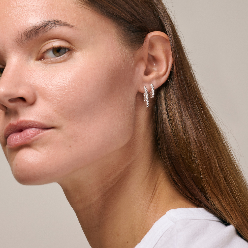 Enamel - Ball Large Hoops 20 mm i sølv - E403S