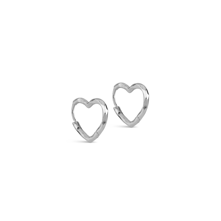 Enamel - Organic Heart Small Hoops i sølv - E413SM