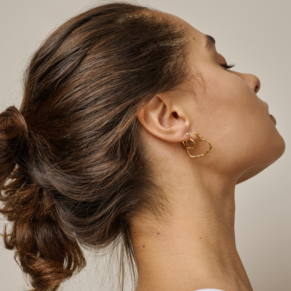 Enamel - Organic Heart Small Hoops i forgyldt - E413GM