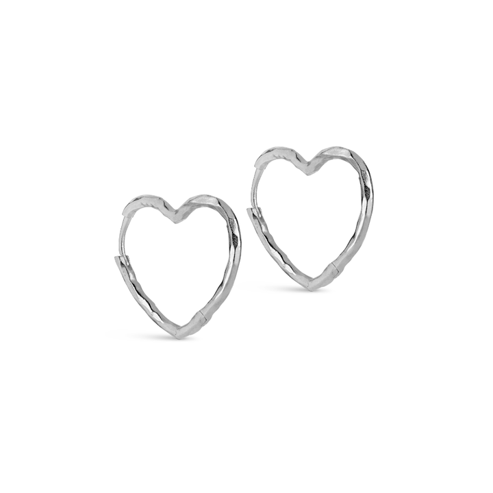 Enamel - Organic Heart Medium Hoops i sølv - E414SM