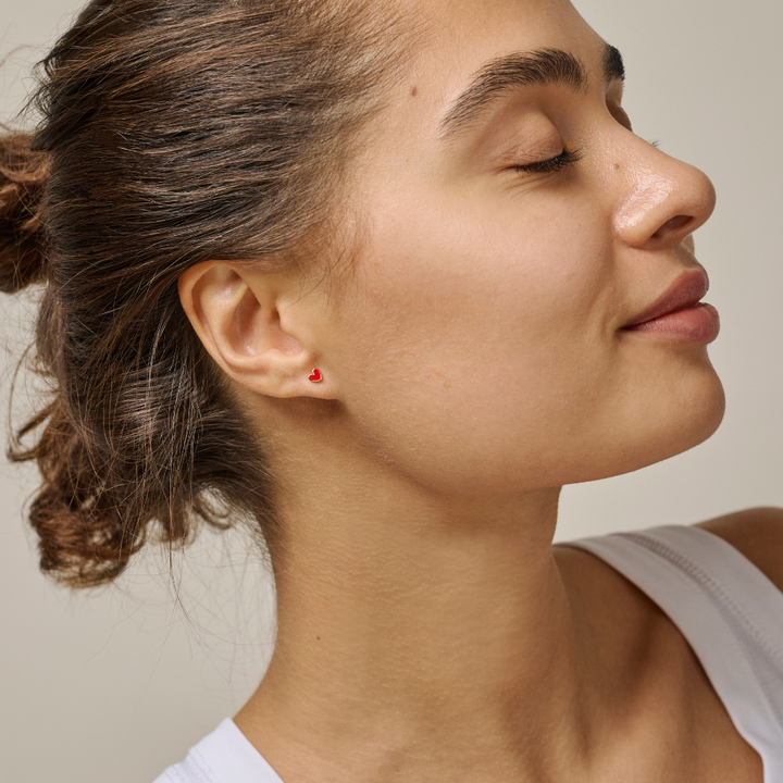 Enamel - Amore Red Stud i forgyldt - E415G-Red