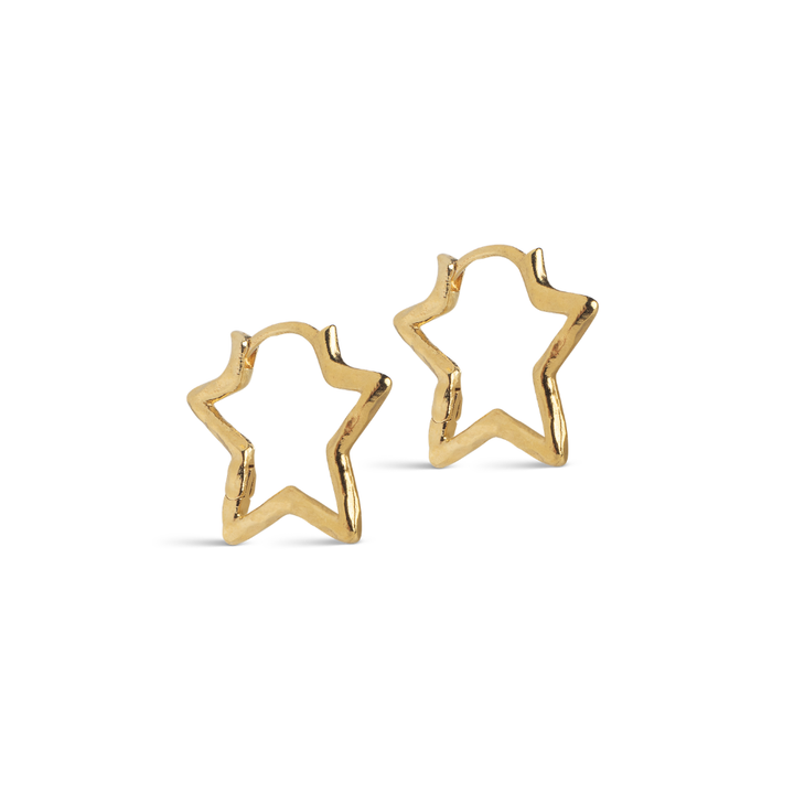 Enamel - Organic Star Medium Hoops i forgyldt - E488GB