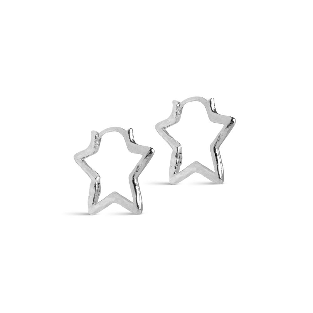 Enamel - Organic Star Medium Hoops i forsølvet messing - E488SB