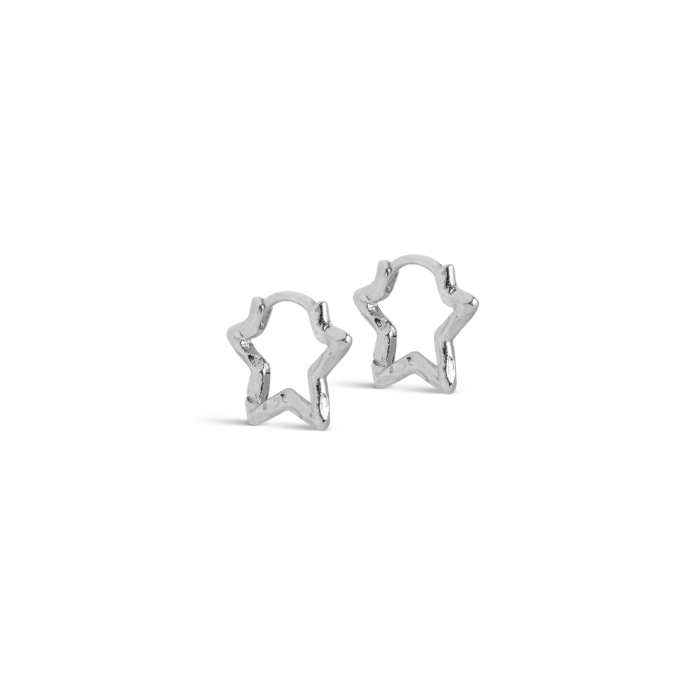 Enamel - Organic Star Small Hoops i forsølvet messing - E489SB