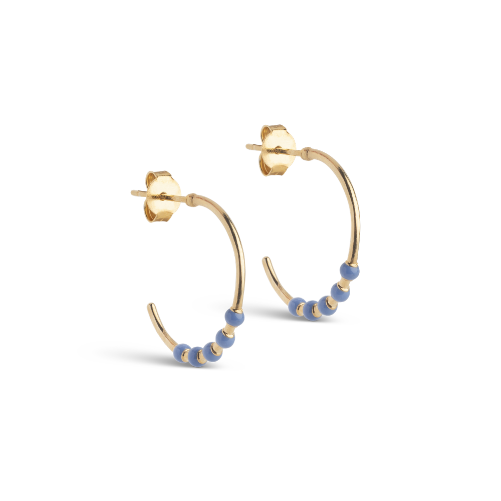 Enamel - Lola Large Cornflower Hoops i forgyldt messing - E494GB-Cornflower
