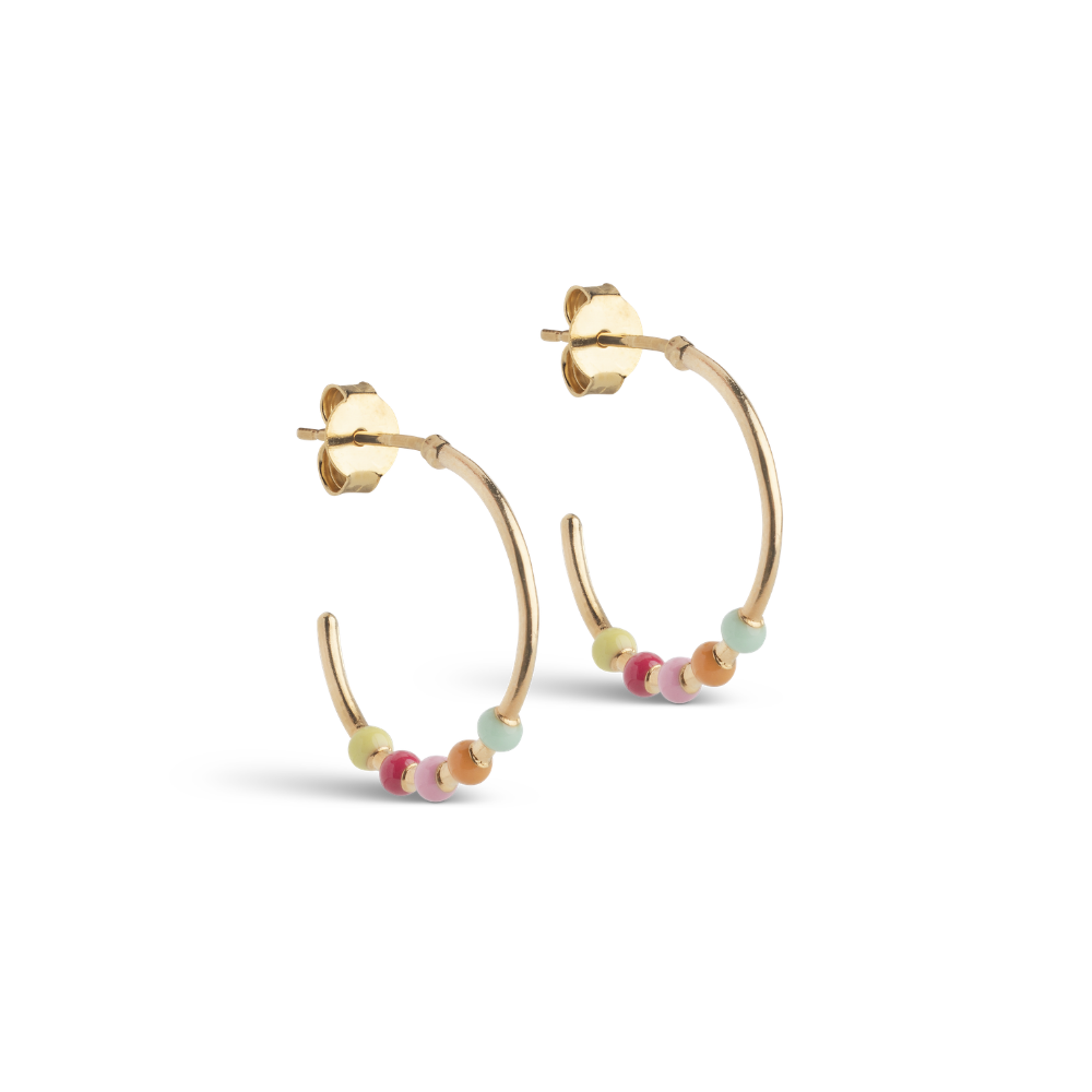 Enamel - Lola Large Rainbow Hoops i forgyldt messing - E494GB-Rainbow