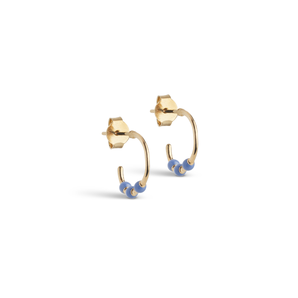 Enamel - Lola Small Cornflower Hoops i forgyldt messing - E495GB-Cornflower