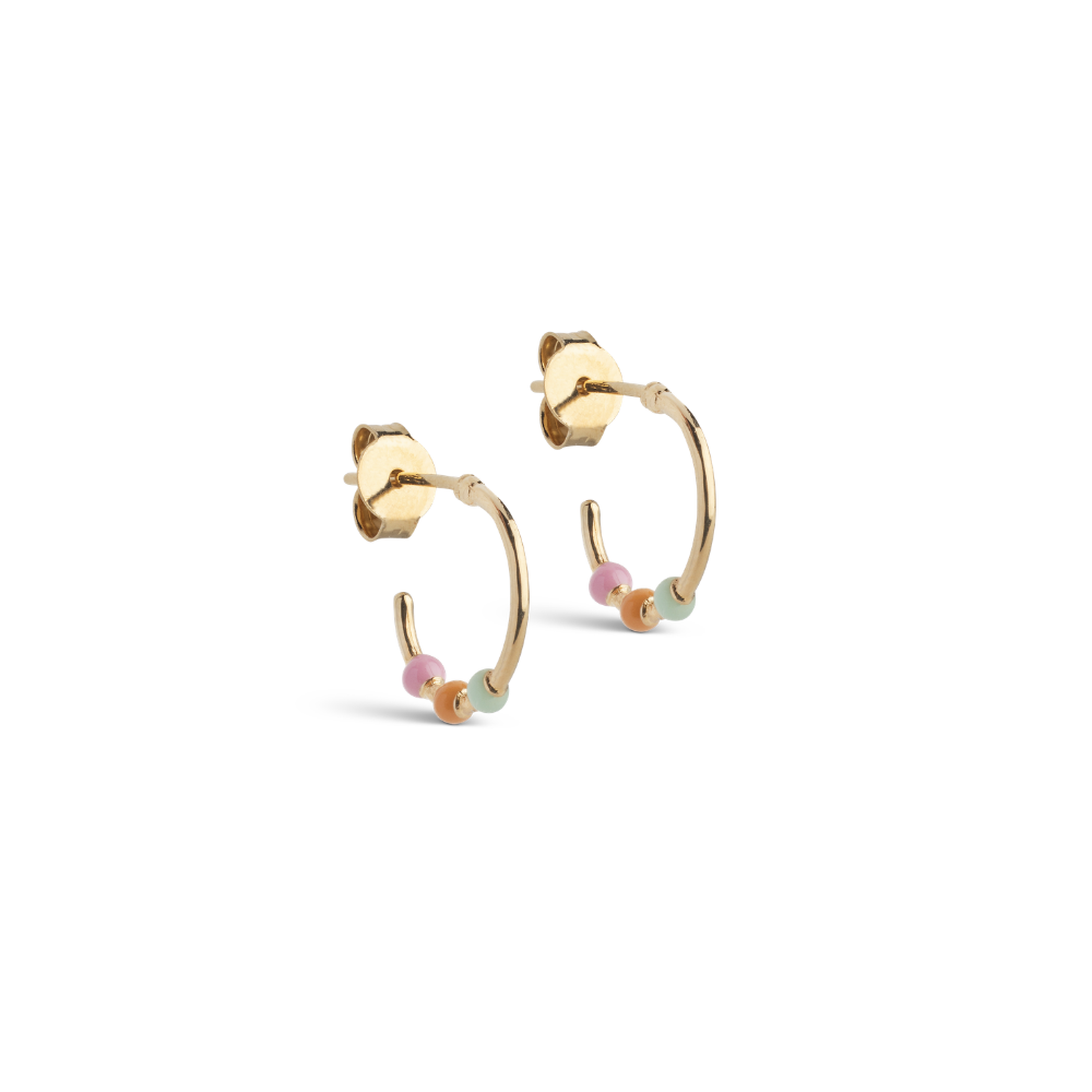 Enamel - Lola Small Rainbow Hoops i forgyldt messing - E495GB-Rainbow