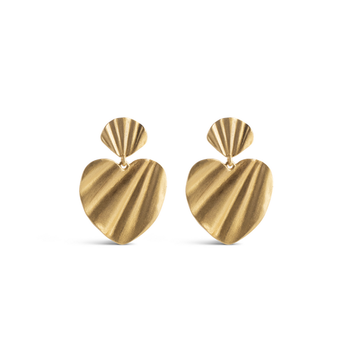 Enamel - Wave Heart ørestikker i forgyldt messing - E498GB