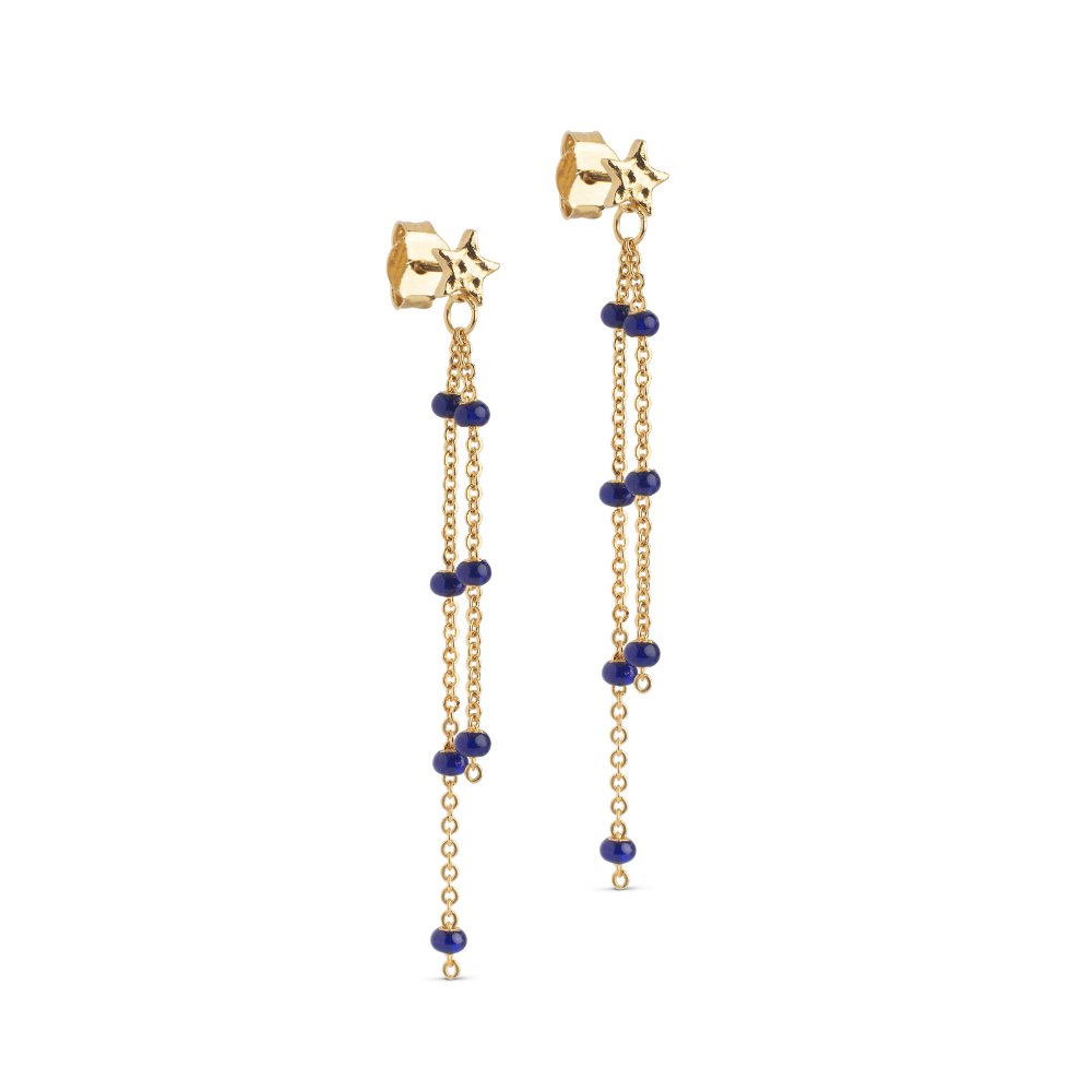 Enamel - Lola Star Navy Blue ørestikker i forgyldt messing - E501GB-NavyBlue