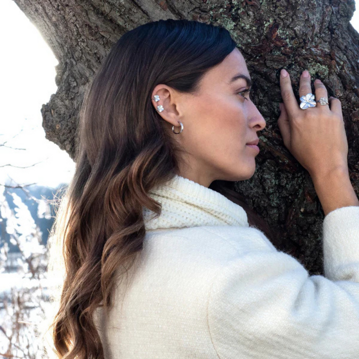 Flora Danica - Firkløver earcuff i sterling sølv - flc-eacu-s