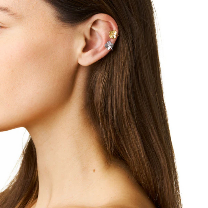 Flora Danica - Firkløver ear cuff i 22kt guldbelagt sterling sølv - flc-eacu-g