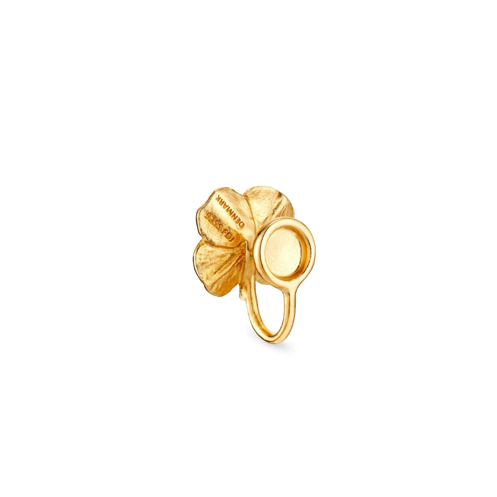 Flora Danica - Firkløver earcuff i forgyldt med sten i Pavé - flc-eacu-g-pave