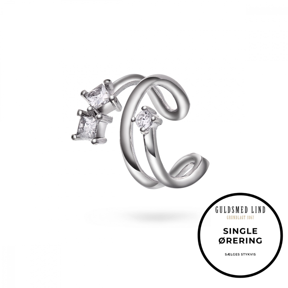 Arne Nordlie - Sølv Earcuff i tråd design med zirkonia - 68757-04