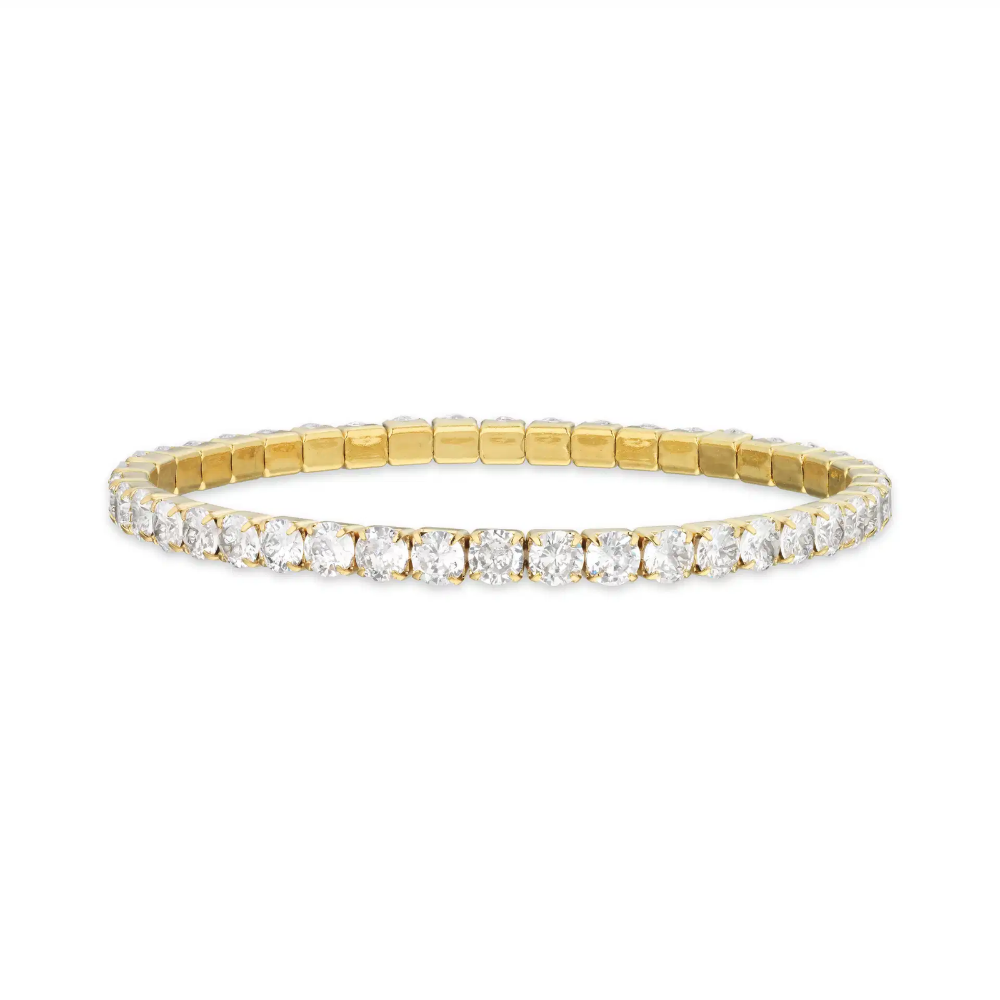 Molly - Tennisarmbånd i guldfarvet stål med krystaller - st30101a,m