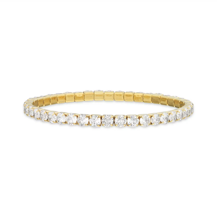 Molly - Tennisarmbånd i guldfarvet stål med krystaller - st30101a,m