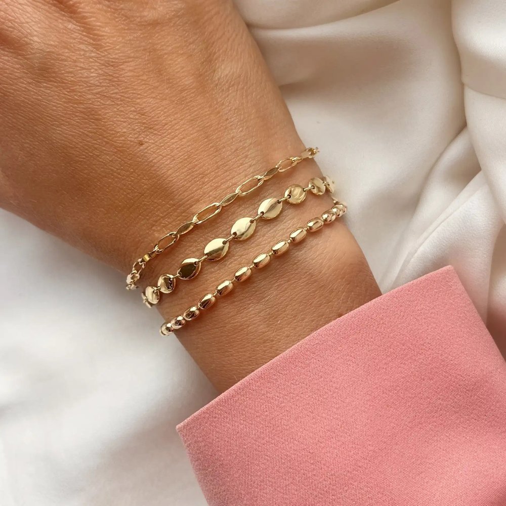 Scrouples - Guldbelagt sølv armbånd  med facetteret led - 39362a,m