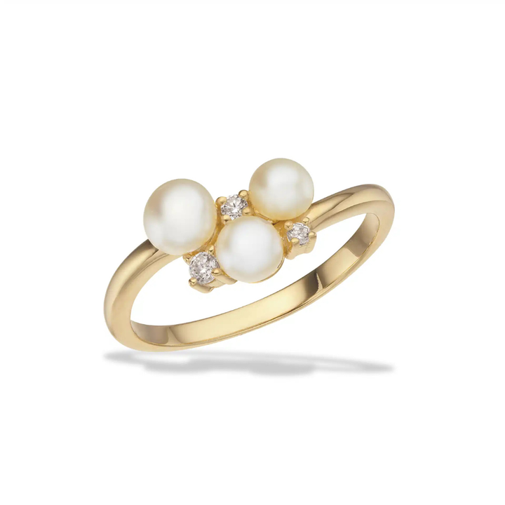 Scrouples - Guldbelagt sølv ring med sten og ferskvandsperler - 730562