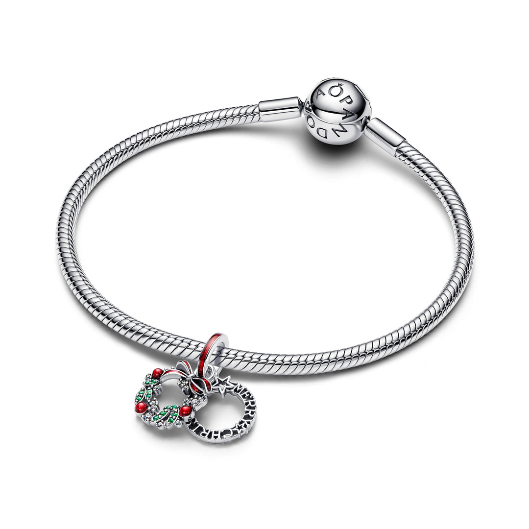 Pandora - Jule krans charm med "Merry Christmas" vedhæng - 794238c01