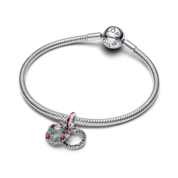 Pandora - Jule krans charm med "Merry Christmas" vedhæng - 794238c01