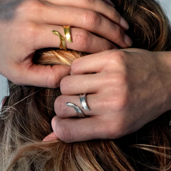 Flora Danica - Statement græs ring i sterling sølv - gr-stri-s