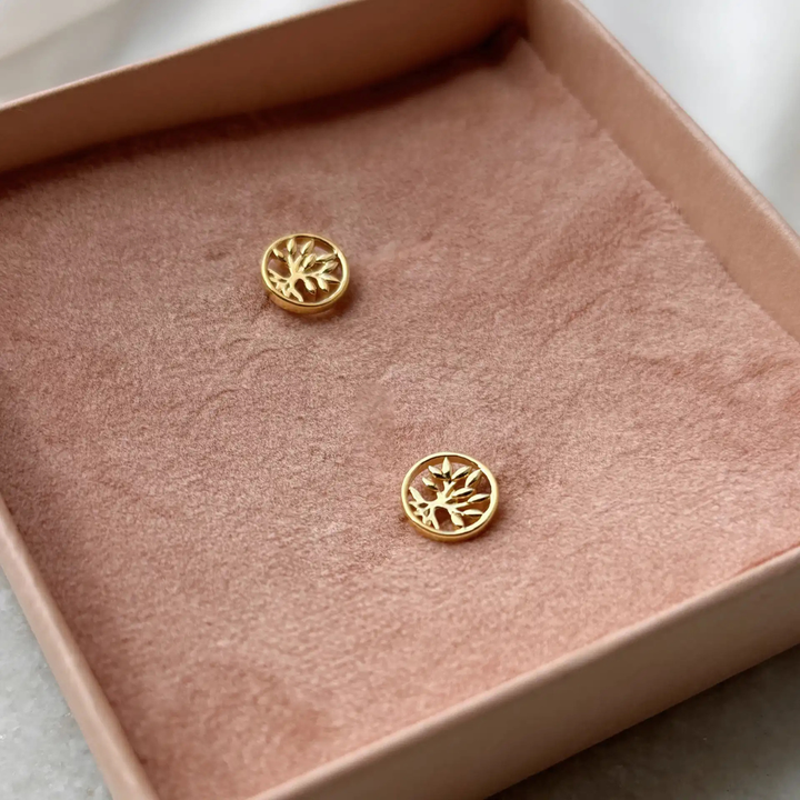 Scrouples - Livetstræ ørestikker i guldbelag sølv - 159212fg