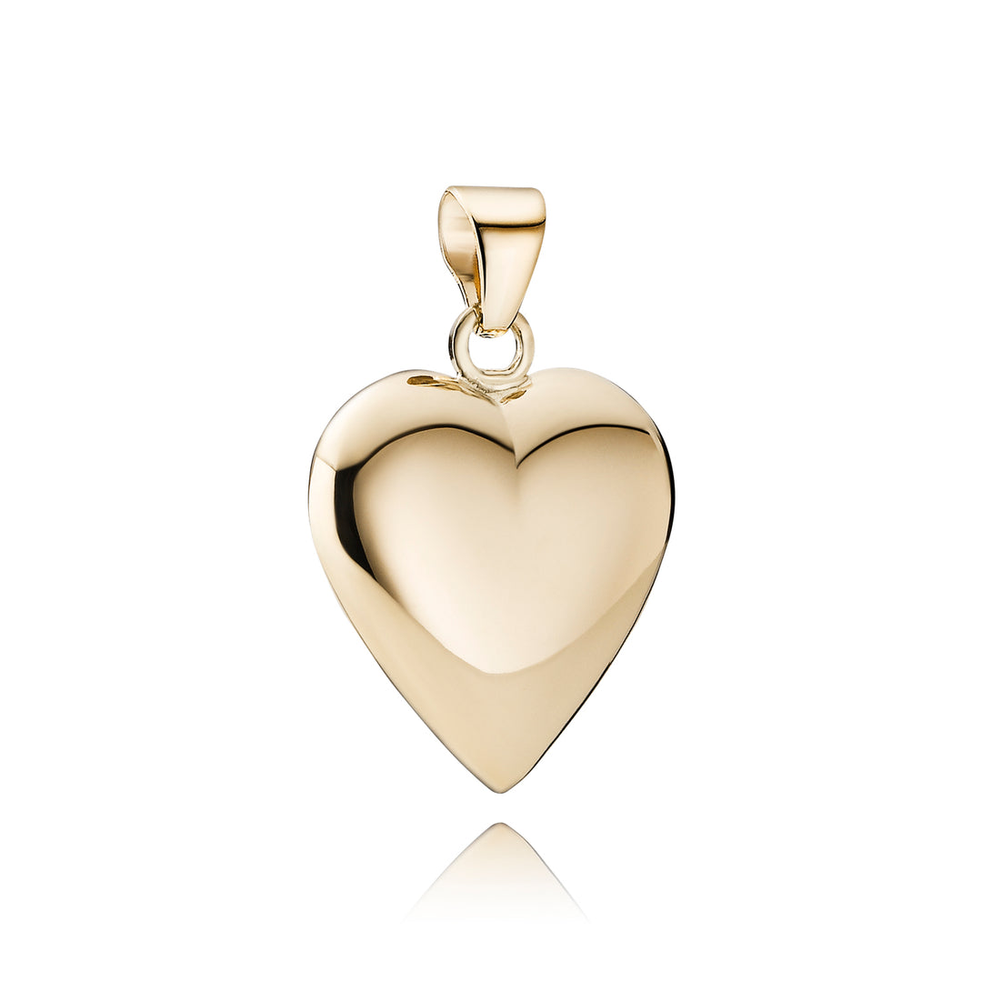BNH - Klassiske guld hjerte vedhæng - (Vælg selv størrelse)