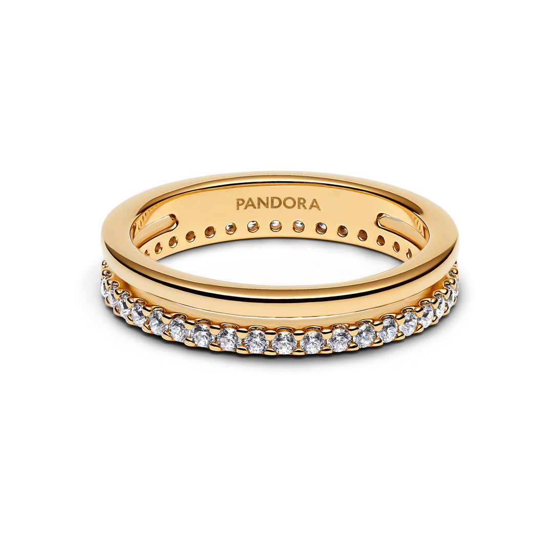 Pandora - Dobbelt Båndring med sten i forgyldt - 163799c01