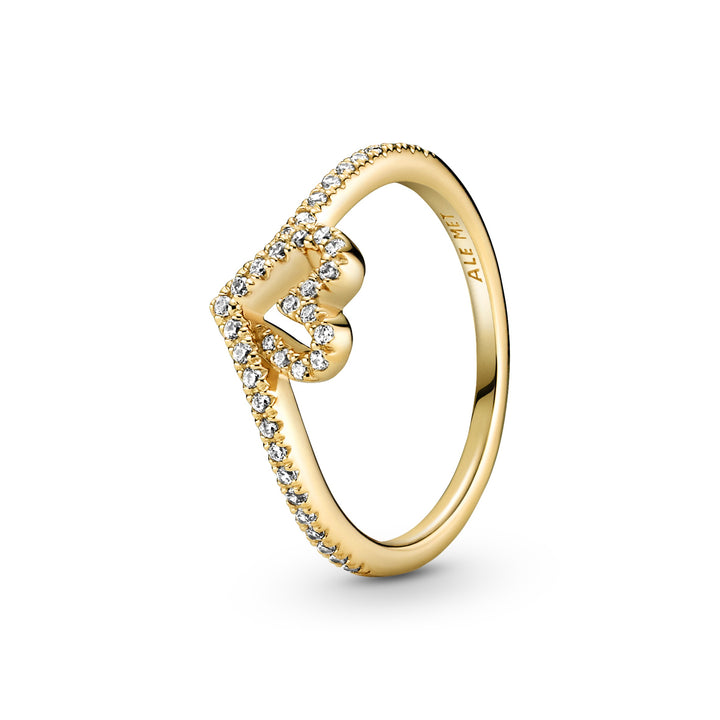 Pandora - Wishbone hjertering i forgyldt med sten af zirkonia - 169302C01