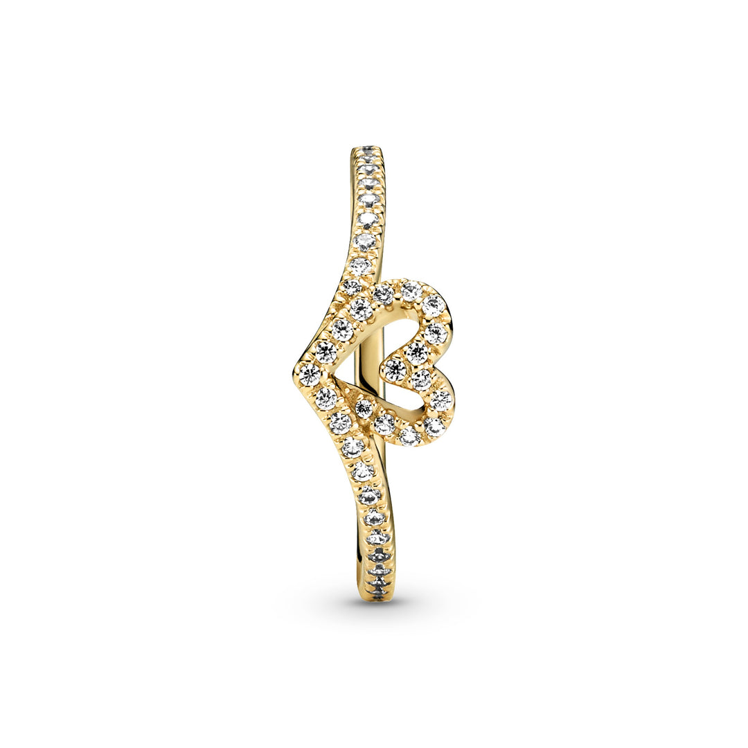 Pandora - Wishbone hjertering i forgyldt med sten af zirkonia - 169302C01