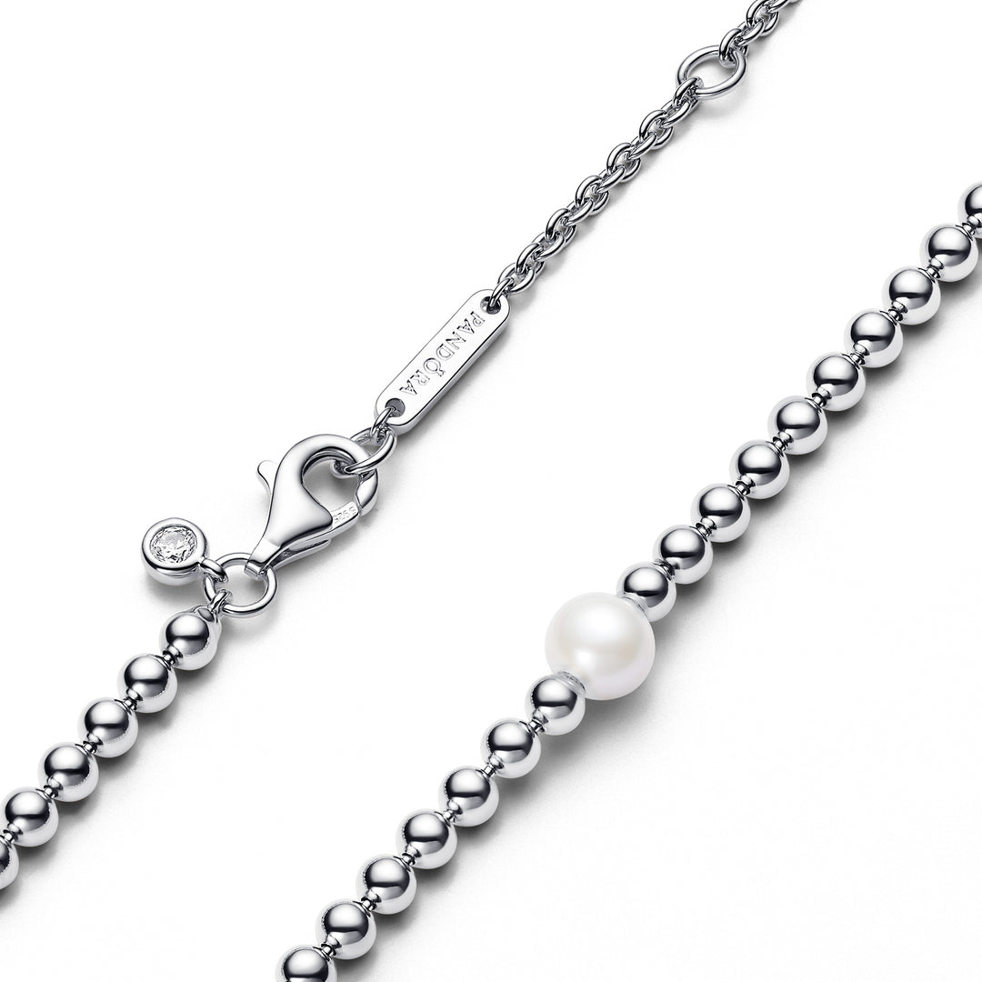Pandora - Kugle halskæde i sølv med ferskvands perle - 393176c01-45