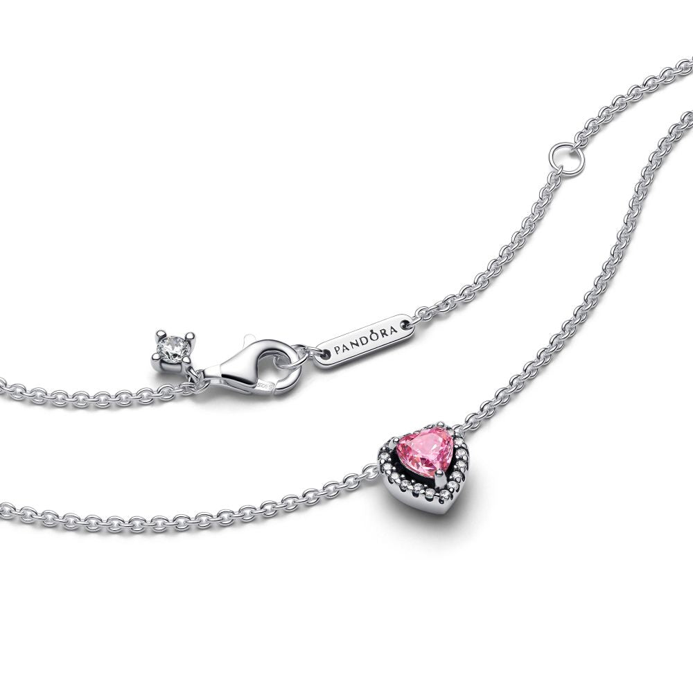 Pandora - Pink hjerte i sølv halskæde - 398425c02-45
