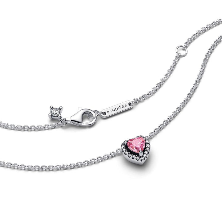 Pandora - Pink hjerte i sølv halskæde - 398425c02-45