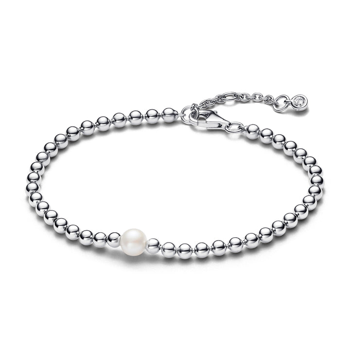 Pandora - Kugle armbånd i sølv med ferskvands perle - 593173c01