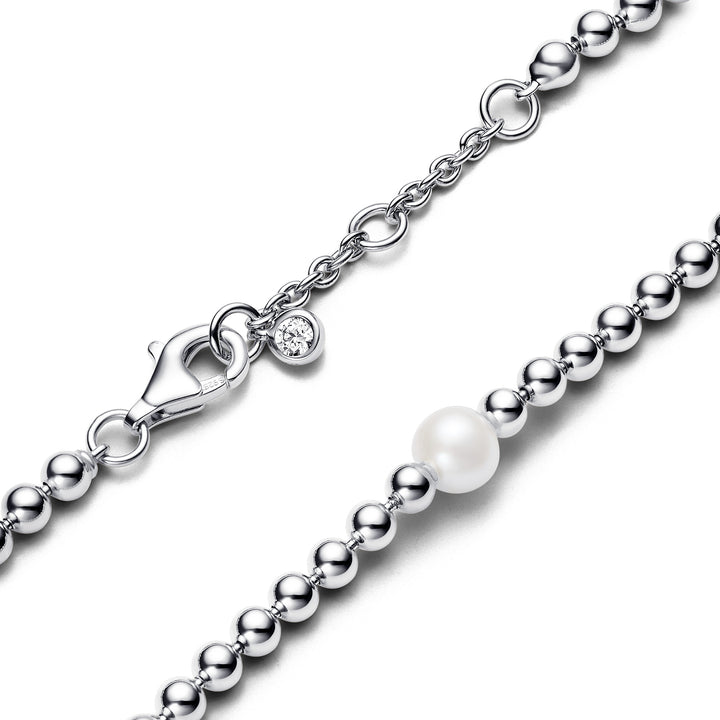 Pandora - Kugle armbånd i sølv med ferskvands perle - 593173c01