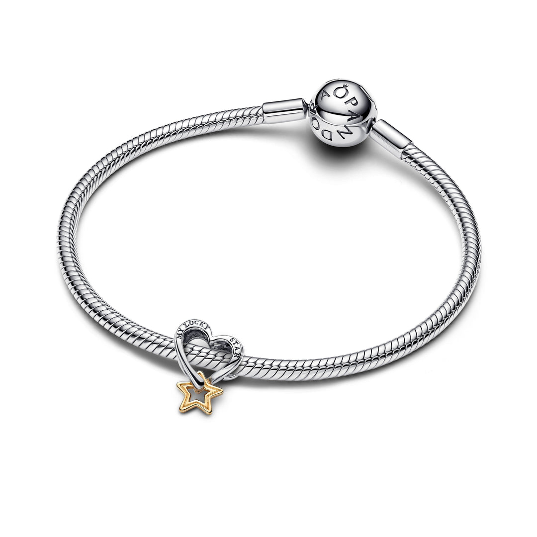 Pandora - Lykkestjerne og hjerte charm - 763513c00