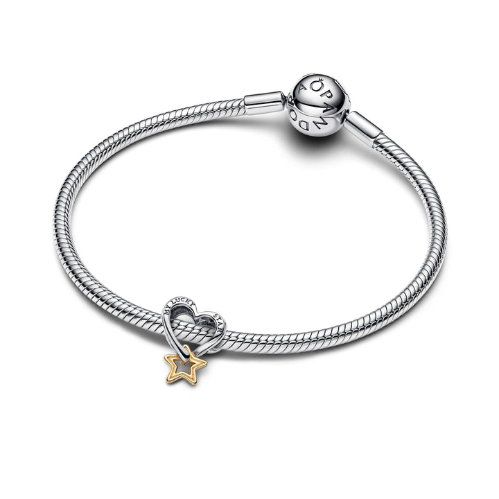 Pandora - Lykkestjerne og hjerte charm - 763513c00