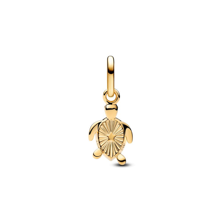 Pandora - Forgyldt mini skildpadde med grønt skjold - 763823