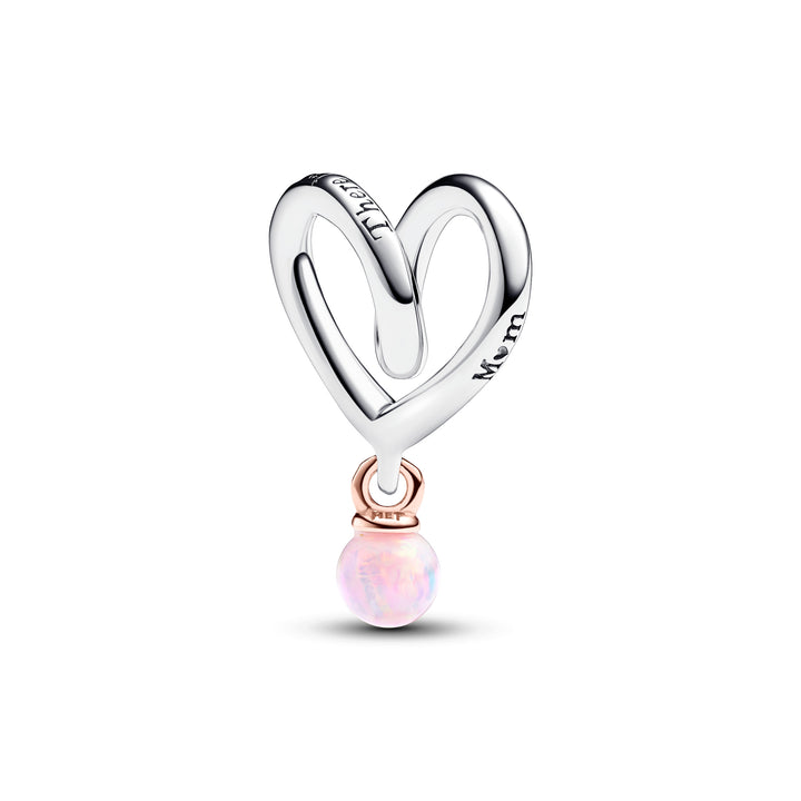 Pandora - To tonet hjertecharm med opal - 783242c01