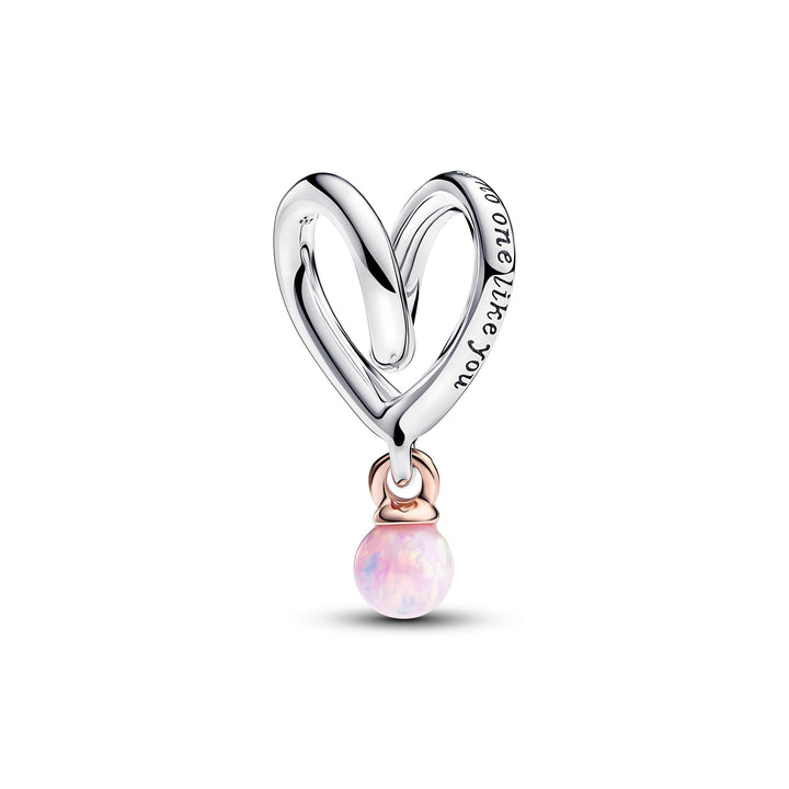 Pandora - To tonet hjertecharm med opal - 783242c01