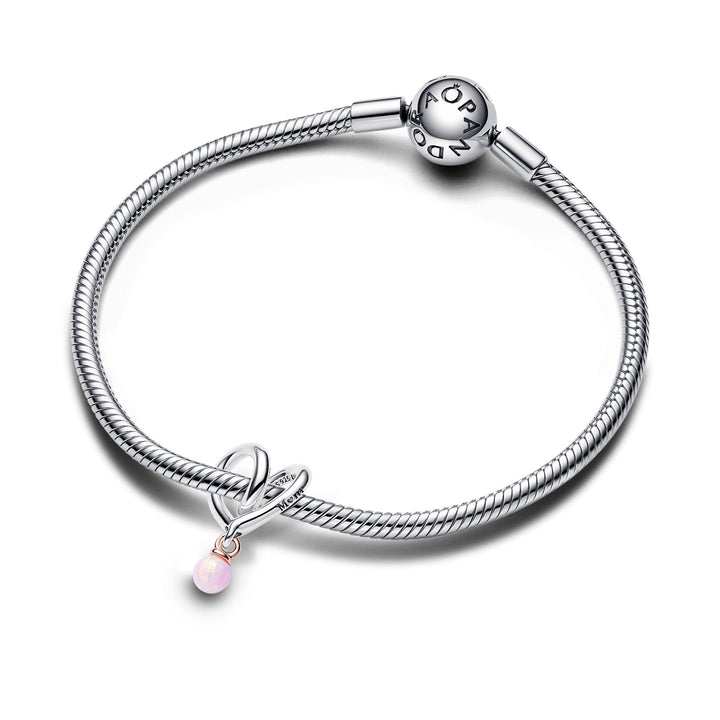 Pandora - To tonet hjertecharm med opal - 783242c01