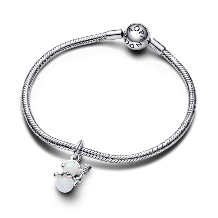 Pandora - Snemand charm i sølv med syntetisk opal - 792981c01