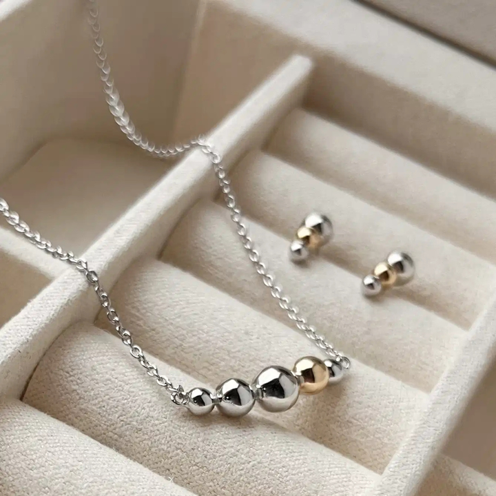 Scrouples - Kugle halskæde i sterling sølv og 8kt guld - 240242