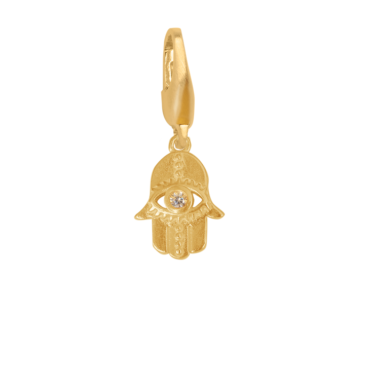 byBiehl - Hamsa charm i guldbelagt med sten af zirkonia - 7-5215a-gp-b