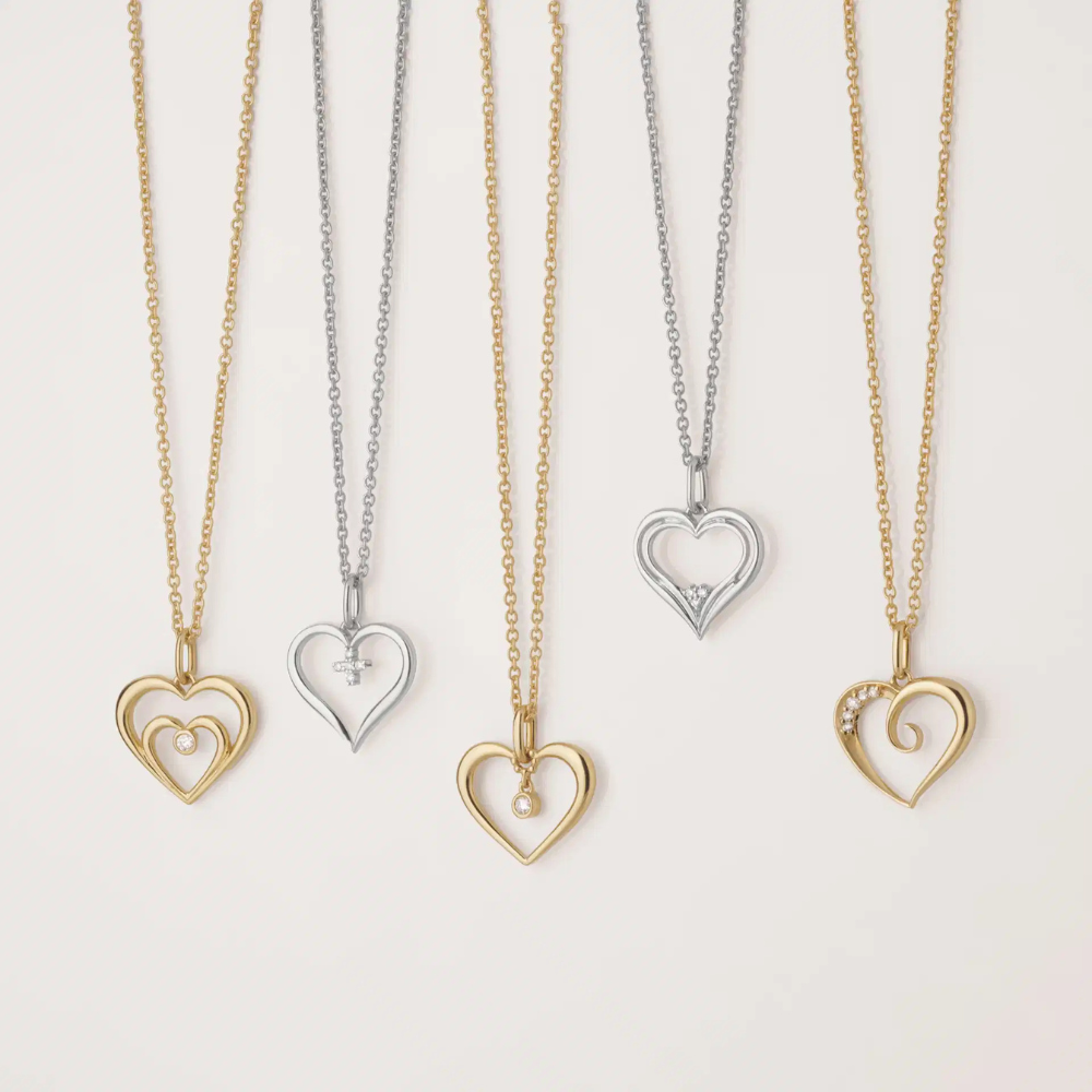 Scrouples - 8 karat guld hjerte vdehæng med diamanter - 215883