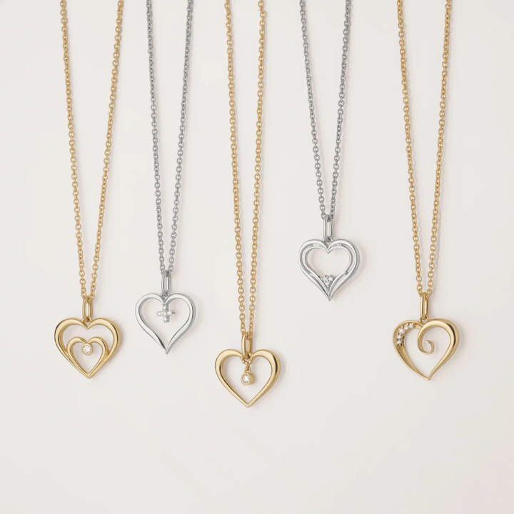 Scrouples - 8 karat guld hjerte vdehæng med diamanter - 215883